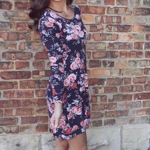 Floral, long sleeved dress